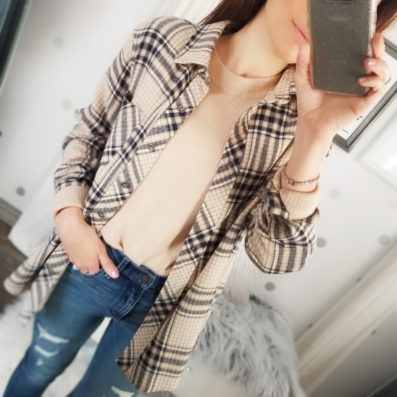 Last1️⃣ Women’s Fall Plaid Button Down Soft Pocket Top Leggings Top - Picture 4 of 8